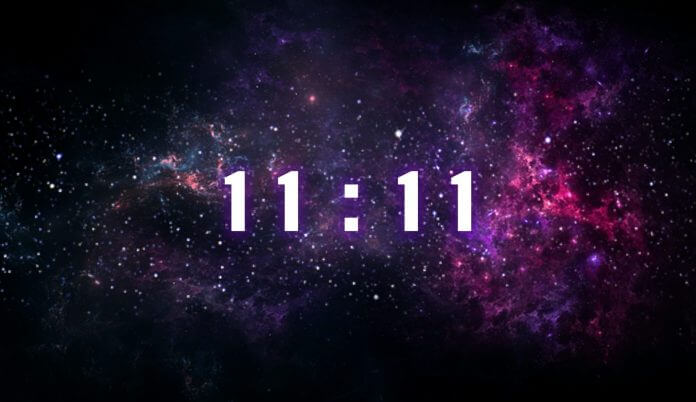 inscription number 11: 11 on the galaxy background. Numbers are the Universal language offered by the deity to humans as confirmation of the truth.